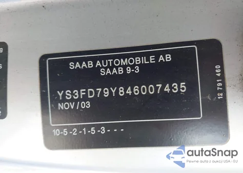 2004 Saab 9-3 Arc from USA, damaged, VIN YS3FD79Y846007435